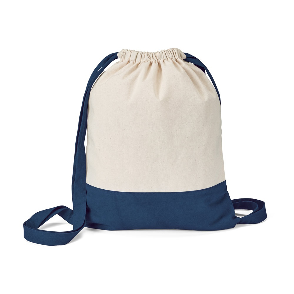 Sac à dos publicitaire à ficelle en coton 180 gr/m² Bleu marine